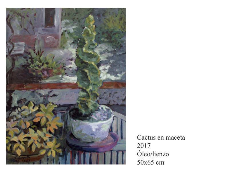 Cactus en maceta 2017 Ã“leo/lienzo 50x65 cm